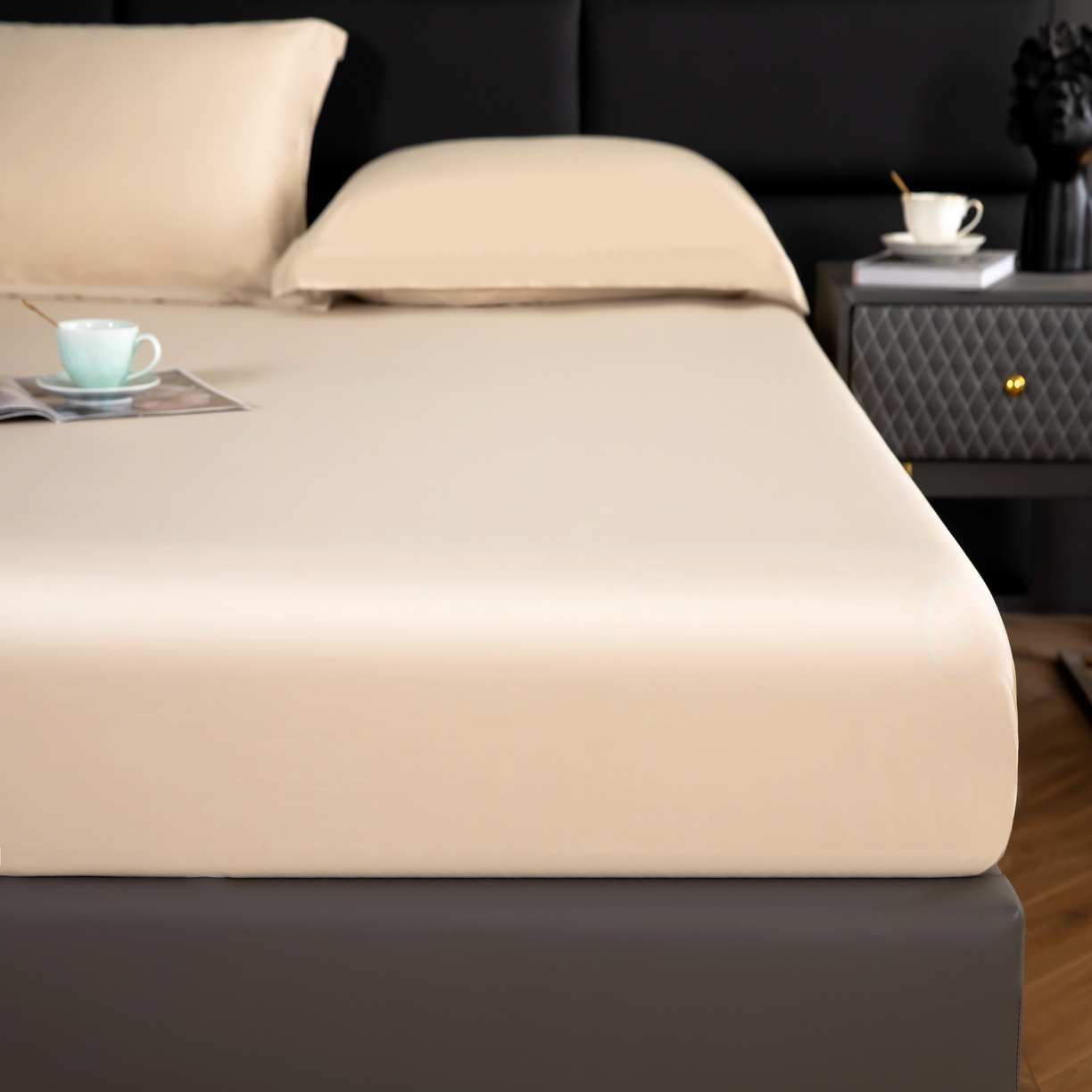 91家纺网 家纺一手货源 找家纺 天瑜 2025天丝床笠 床笠 纯香槟