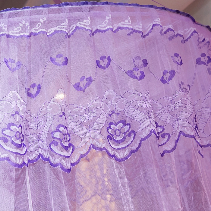 91家纺网 家纺一手货源 找家纺 宝莱利 2025年新款圆顶吊顶蚊帐-蝴蝶梦圆顶 紫色