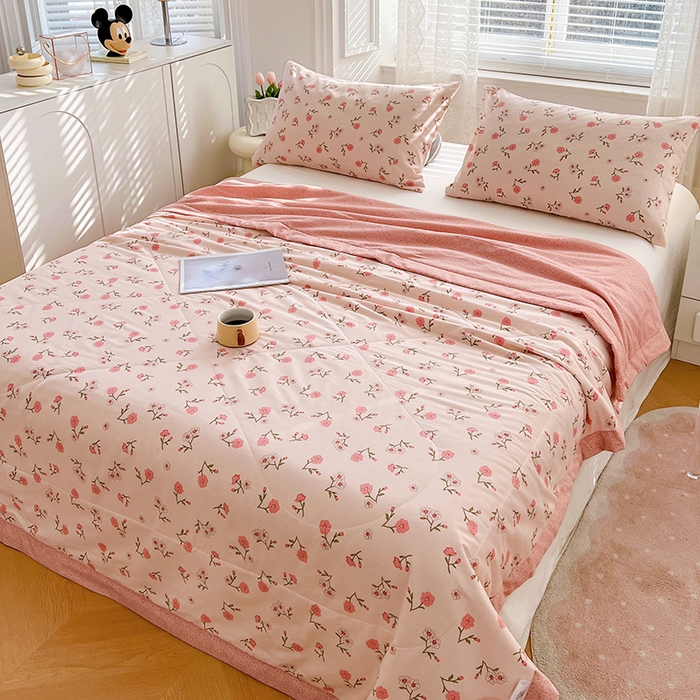 91家纺网 家纺一手货源 找家纺 尊妙被业 2025新款里外全棉印花棉花被纯棉夏被夏凉被全棉棉花夏凉被春意悠悠-粉