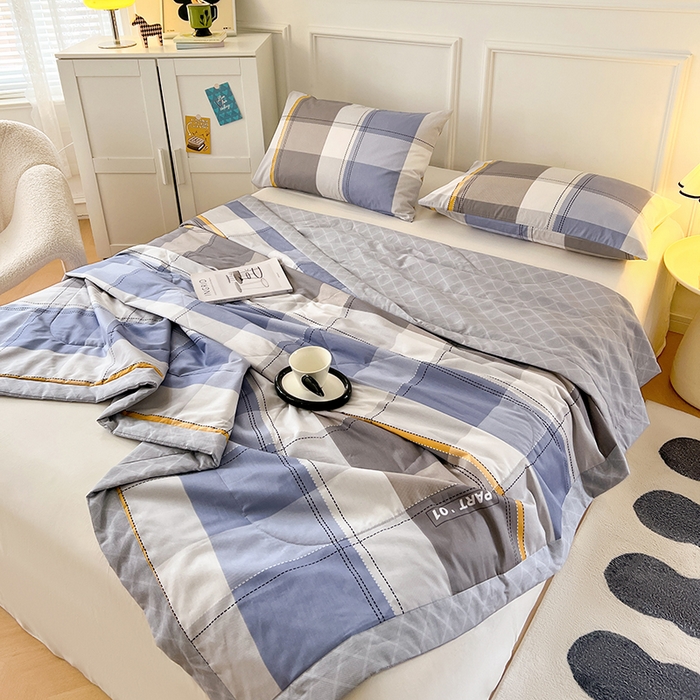 91家纺网 家纺一手货源 找家纺 尊妙被业 2025新款里外全棉印花棉花被纯棉夏被夏凉被全棉棉花夏凉被简伯格-蓝