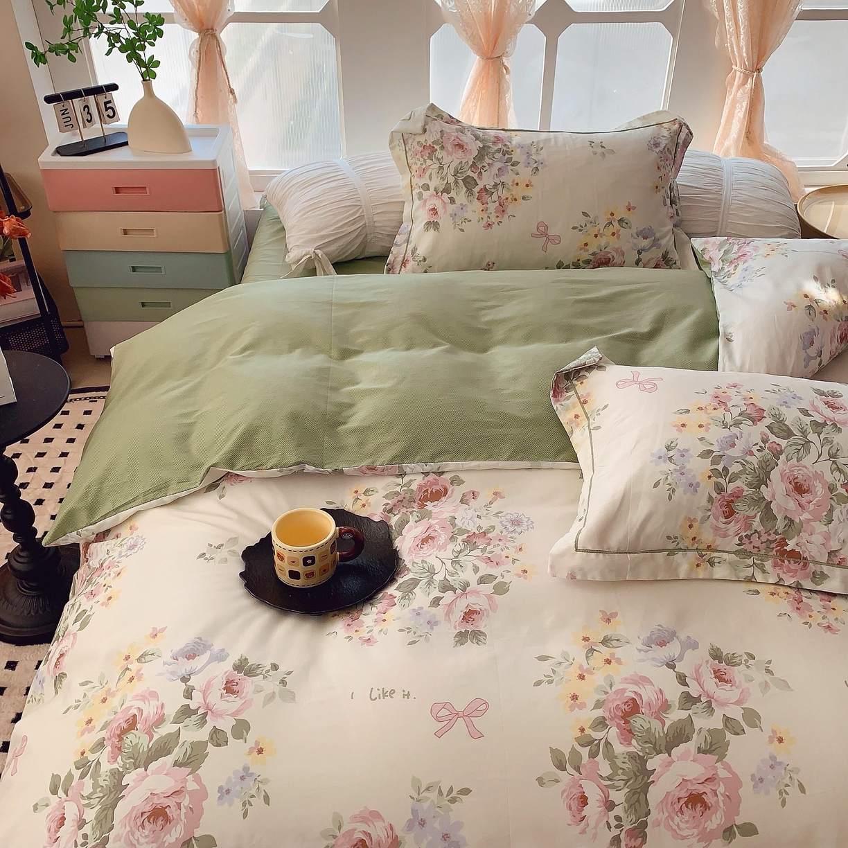 91家纺网 家纺一手货源 找家纺 奈萝家纺 2025新款亲肤小清新全棉四件套 苏莉