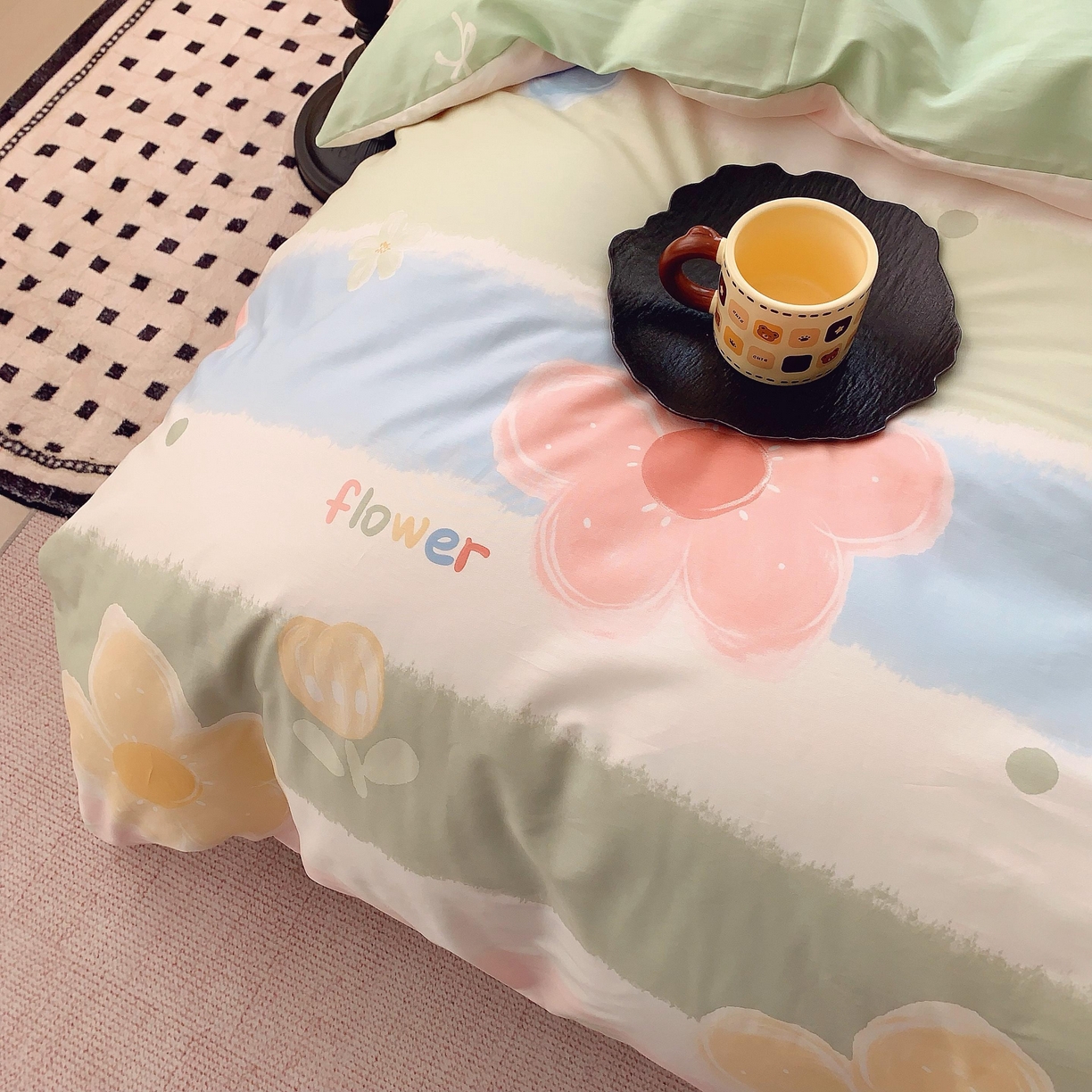 91家纺网 家纺一手货源 找家纺 奈萝家纺 2025新款亲肤小清新全棉四件套 莫奈油画