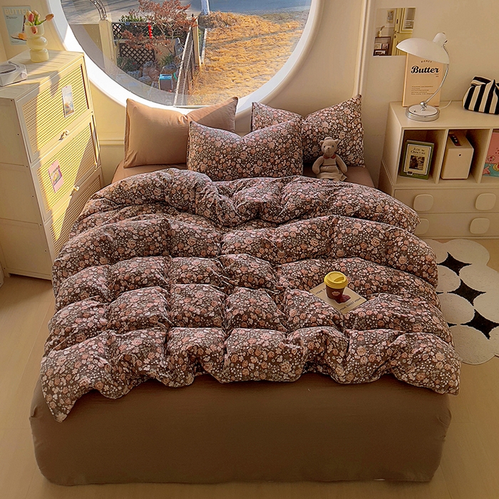 91家纺网 家纺一手货源 找家纺 2025耀达新款舒适水洗棉印花四件套 玫瑰故事-印花