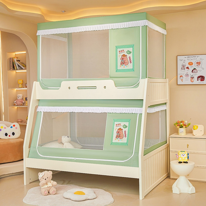 91家纺网 家纺一手货源 找家纺 2025新款常规款子母印花遮光蚊帐 呆萌豚豚