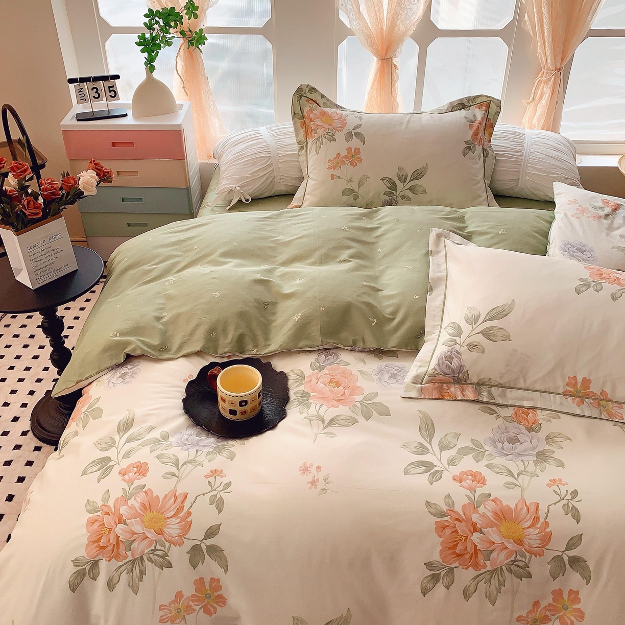 91家纺网 家纺一手货源 找家纺 奈萝家纺 2025新款亲肤小清新全棉四件套 漫日之夏