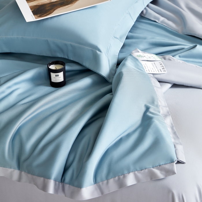 91家纺网 家纺一手货源 找家纺 天瑜家纺 2025新款纯色天丝夏被 星兰+灰