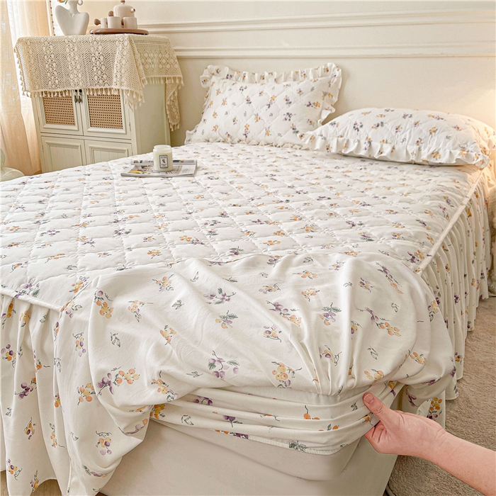 91家纺网 家纺一手货源 找家纺 十个点2025新款针织棉 夹棉床笠式床裙床头罩系列  普罗旺斯