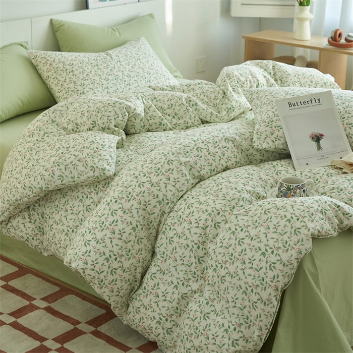 91家纺网 家纺一手货源 找家纺 趣色家纺 2025新款A类全棉双层纱印花四件套 桑柔