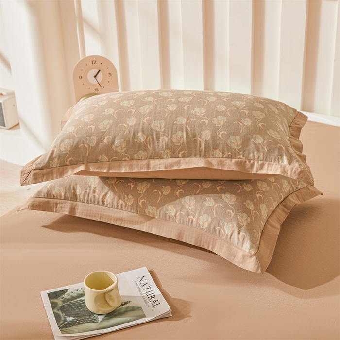 91家纺网 家纺一手货源 找家纺 缦彩 【加微信送买家秀】2025新款母婴级双层纱宽边床单四件套 青花瓷