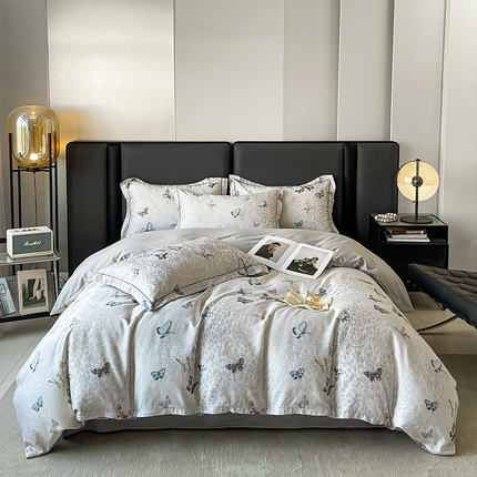 帛美家纺 2025新款天丝棉提花四件套 蝶念花