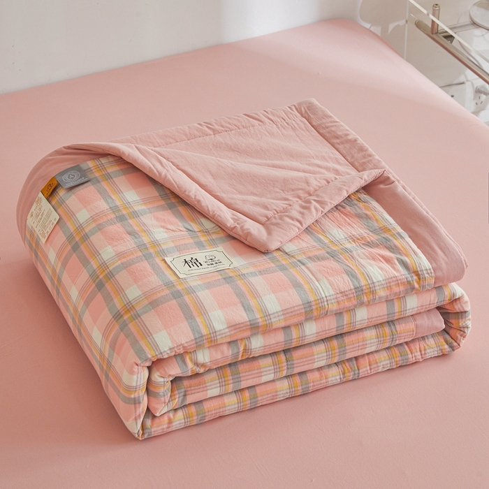 91家纺网 家纺一手货源 找家纺 爱屋及屋  2025新款无印风被子被芯夏凉被空调被 简析粉