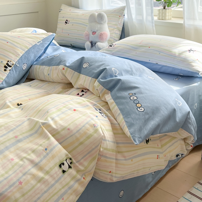 91家纺网 家纺一手货源 找家纺 吉象家纺 2025新款高支密全棉印花四件套12868跑量款 懒萌潘达