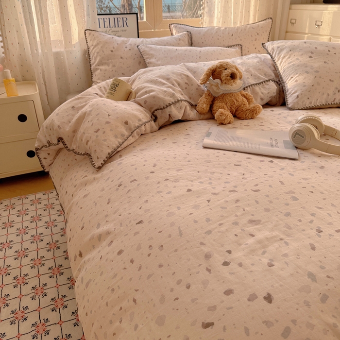 91家纺网 家纺一手货源 找家纺 （总）雅居纺家纺 2025新款全棉贝壳边双层纱四件套