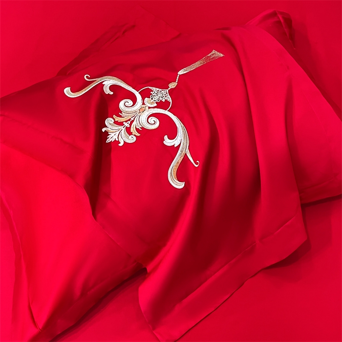 91家纺网 家纺一手货源 找家纺 欧乐蒂 2025新款亲肤棉刺绣婚庆四件套 龙凤爱恋