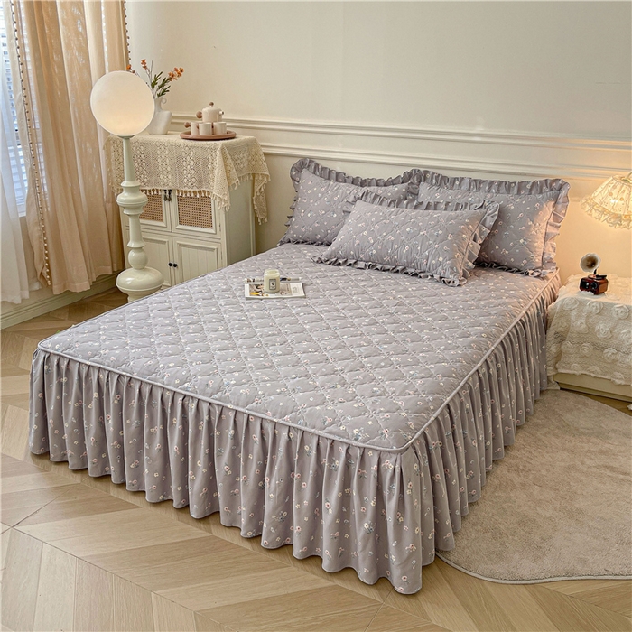 91家纺网 家纺一手货源 找家纺 十个点2025新款针织棉 夹棉床笠式床裙床头罩系列  迷迭香