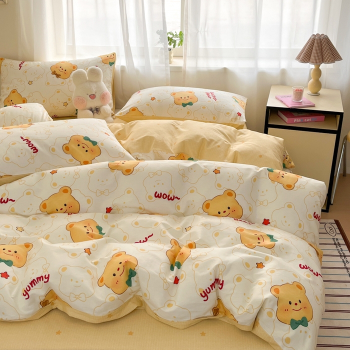 91家纺网 家纺一手货源 找家纺 吉象家纺 2025新款高支密全棉印花四件套12868跑量款 瑞迪熊