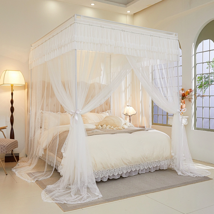 91家纺网 家纺一手货源 找家纺 梦尔佳 2025新款落地款蚊帐-赏心悦目系列860型号 洁白