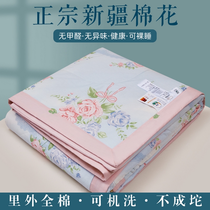 91家纺网 家纺一手货源 找家纺 尊妙被业 2025新款里外全棉印花棉花被纯棉夏被夏凉被全棉棉花夏凉被解语花