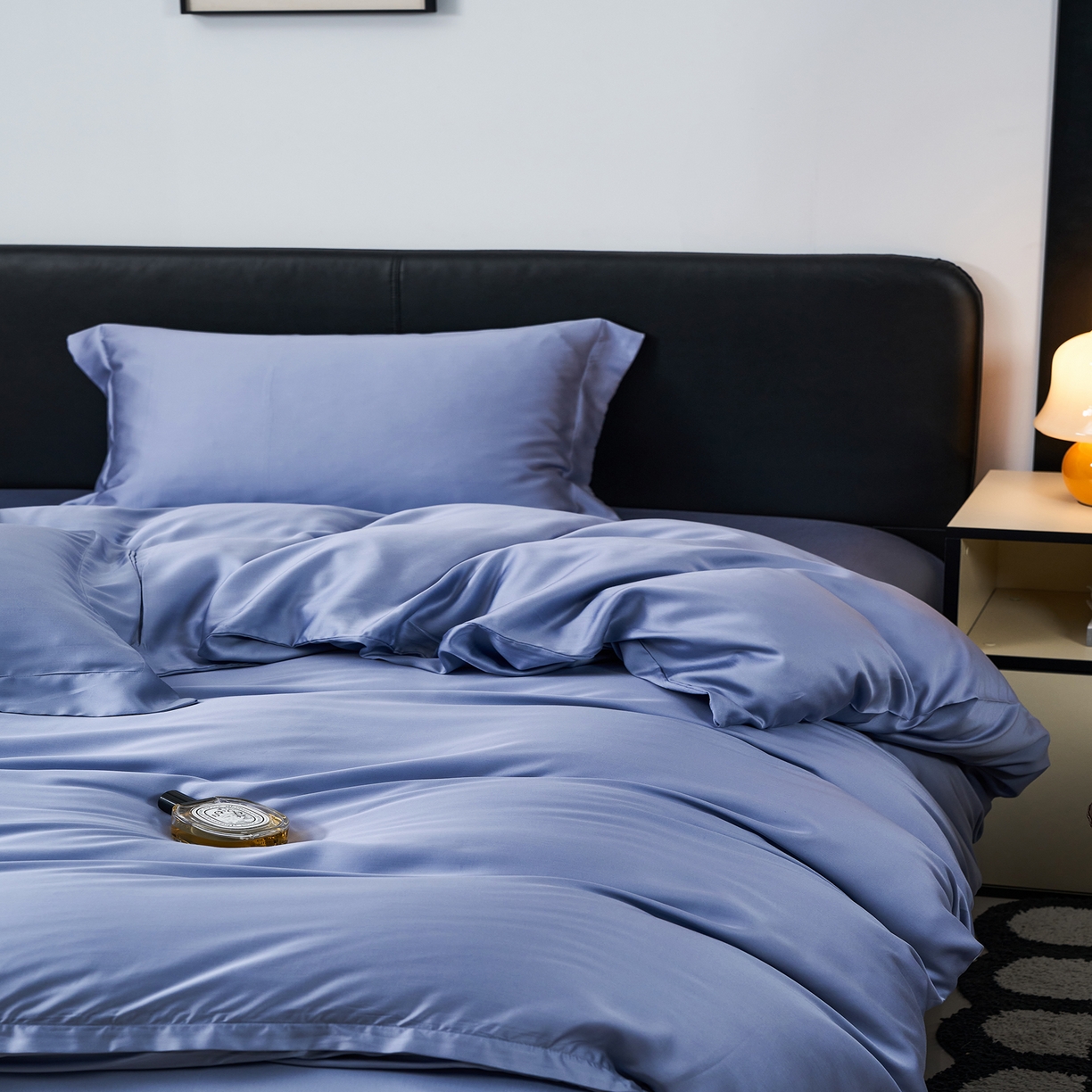 91家纺网 家纺一手货源 找家纺 顾家家居 2025新款纯色兰精天丝四件套 冰山蓝