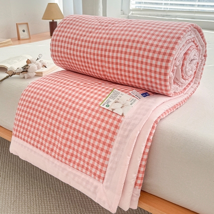 棉乐町家居 2025新款里外全棉手包边棉花夏被 倾恋粉
