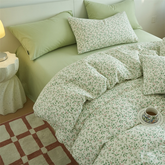 91家纺网 家纺一手货源 找家纺 趣色家纺 2025新款A类全棉双层纱印花四件套 桑柔