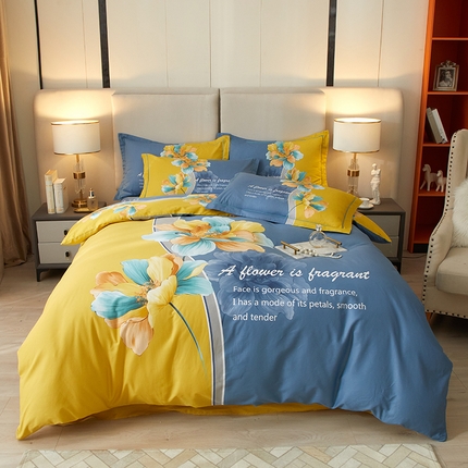 启航家居2025新款春夏直播爆款全棉大版印花四件套 沐雅清风兰