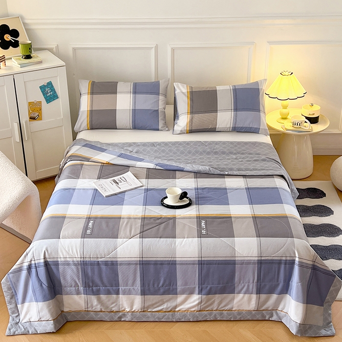 91家纺网 家纺一手货源 找家纺 尊妙被业 2025新款里外全棉印花棉花被纯棉夏被夏凉被全棉棉花夏凉被简伯格-蓝