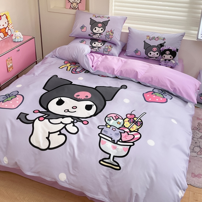 91家纺网 家纺一手货源 找家纺 金爱家 2025新款纯棉数码印花大阪三丽鸥四件套 夏日冰爽