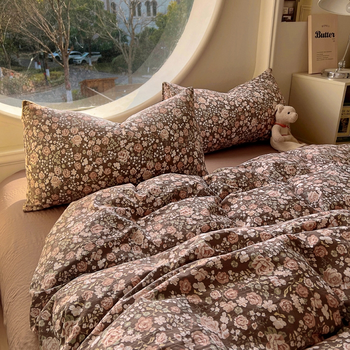 91家纺网 家纺一手货源 找家纺 2025耀达新款舒适水洗棉印花四件套 玫瑰故事-印花