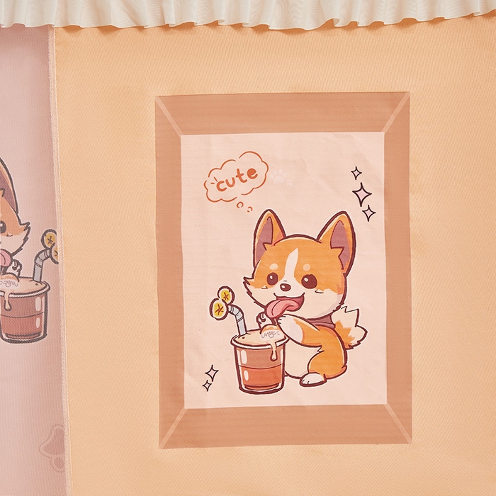 91家纺网 家纺一手货源 找家纺 迪凡保罗蚊帐 2025新款2504专版印花遮光帘上下铺子母蚊帐-城堡款 调皮狗