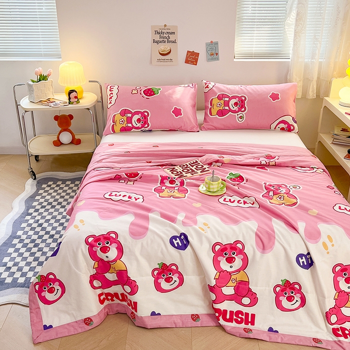 91家纺网 家纺一手货源 找家纺 尊妙被业 2025新款里外全棉印花棉花被纯棉夏被夏凉被全棉棉花夏凉被草莓熊宝