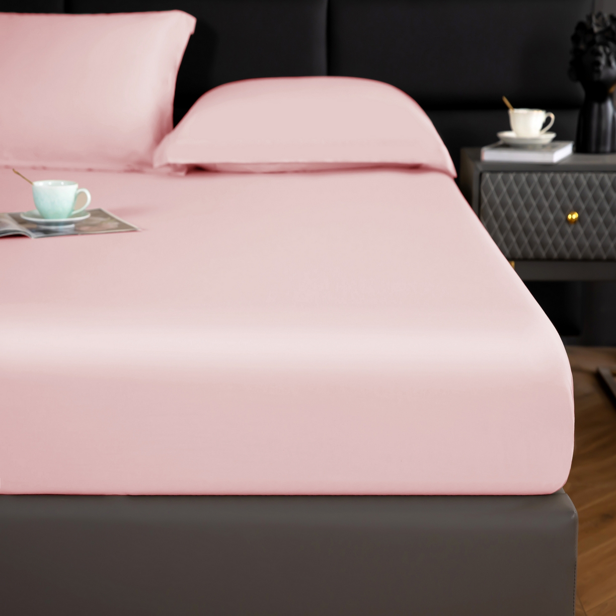 91家纺网 家纺一手货源 找家纺 天瑜 2025天丝床笠 床笠 纯粉色