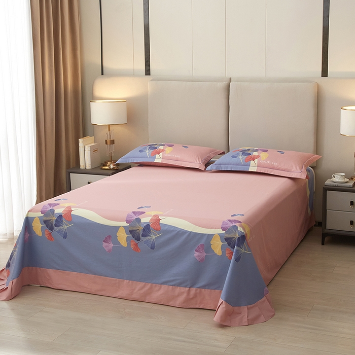 91家纺网 家纺一手货源 找家纺 启航家居2025新款春夏直播爆款全棉大版印花四件套 梦境之美粉