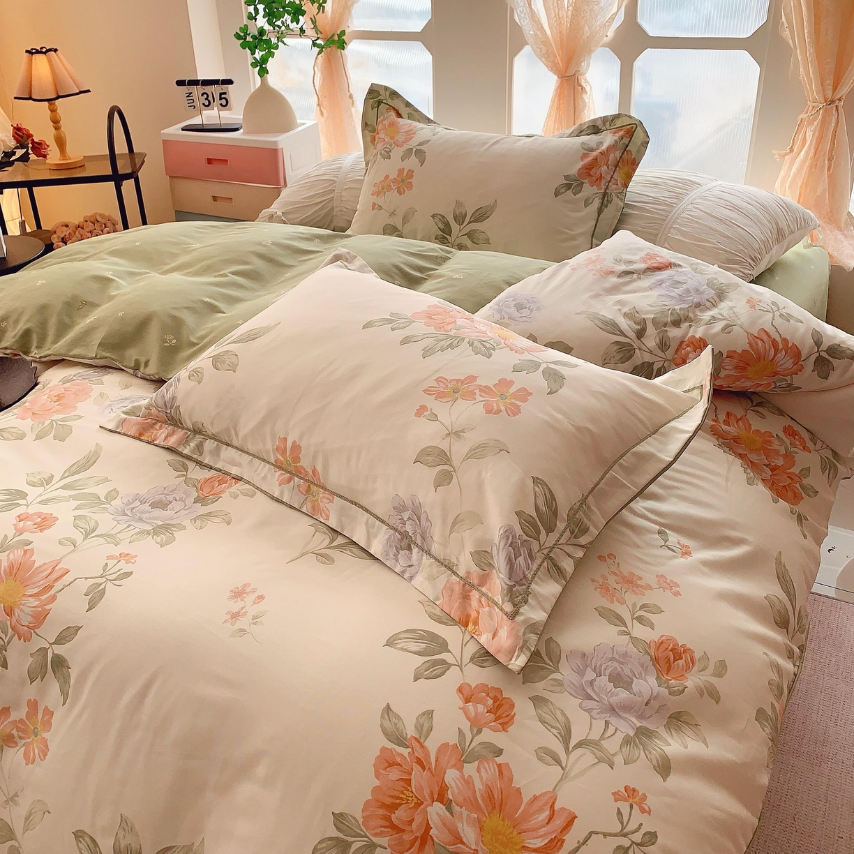 91家纺网 家纺一手货源 找家纺 奈萝家纺 2025新款亲肤小清新全棉四件套 漫日之夏