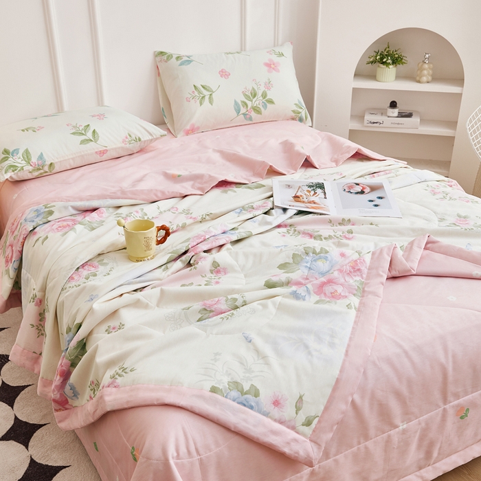 91家纺网 家纺一手货源 找家纺 尊妙被业 2025新款里外全棉印花棉花被纯棉夏被夏凉被全棉棉花夏凉被法尔曼玫瑰