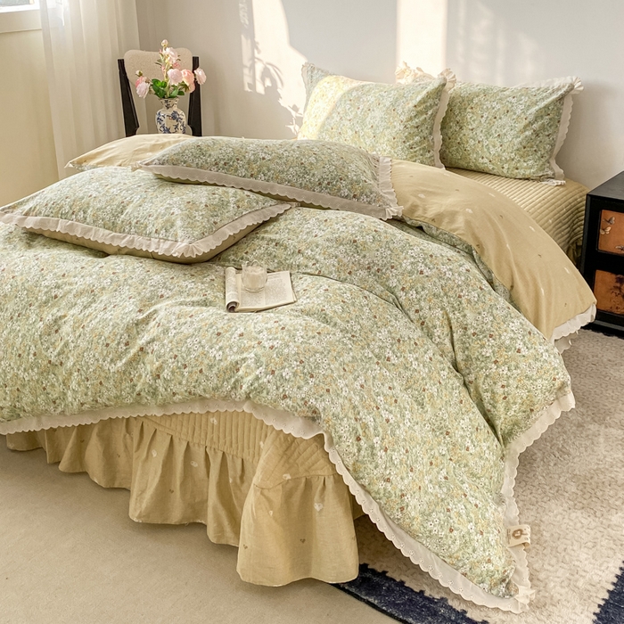 91家纺网 家纺一手货源 找家纺 梦可莱家居 2025新款全棉韩版蕾丝边床盖四件套 生活