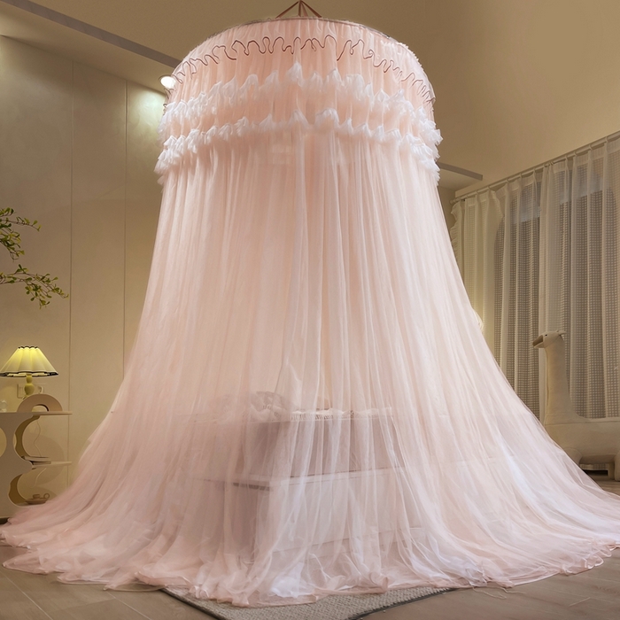 91家纺网 家纺一手货源 找家纺 宝莱利 2025年新款圆顶吊顶蚊帐-唯美 香妃玉