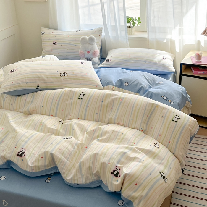 91家纺网 家纺一手货源 找家纺 吉象家纺 2025新款高支密全棉印花四件套12868跑量款 懒萌潘达