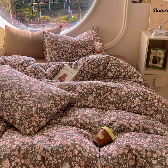 91家纺网 家纺一手货源 找家纺 2025耀达新款舒适水洗棉印花四件套 玫瑰故事-印花