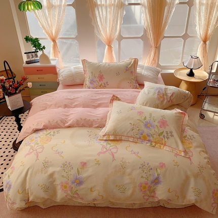 奈萝家纺 2025新款亲肤小清新全棉四件套 春天花园