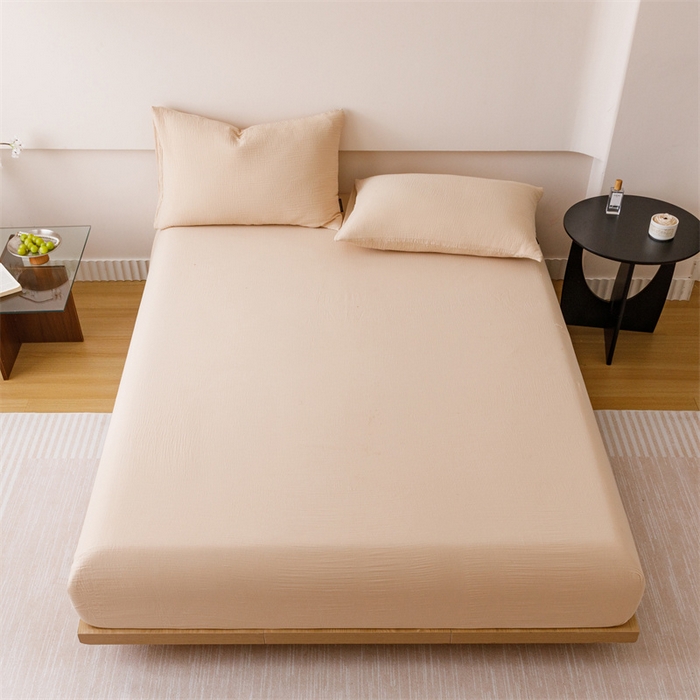 91家纺网 家纺一手货源 找家纺 （总）趣色家纺 2025新款全棉皱皱纱单床笠