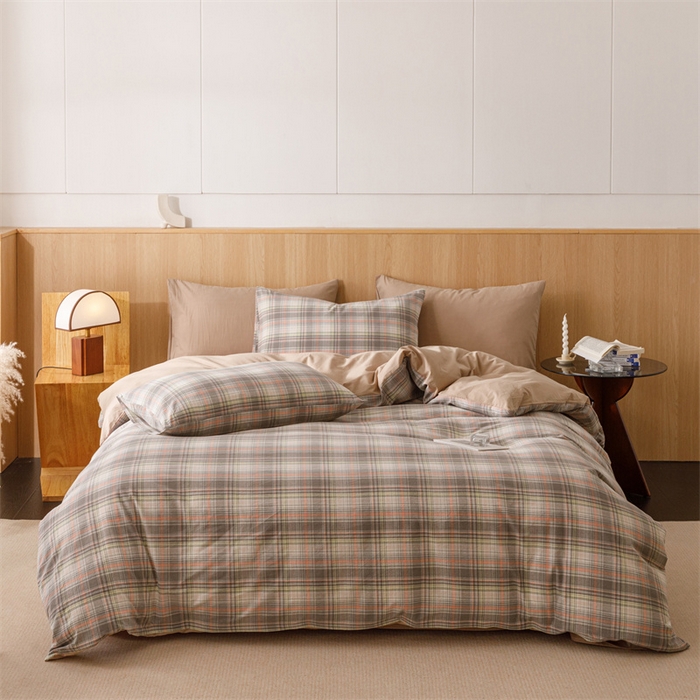 91家纺网 家纺一手货源 找家纺 趣色家纺 2025新款全棉色织水洗棉四件套 乔纳森