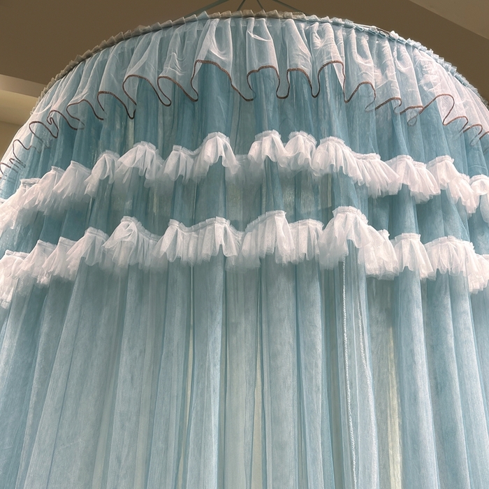 91家纺网 家纺一手货源 找家纺 宝莱利 2025年新款圆顶吊顶蚊帐-唯美 海蓝色