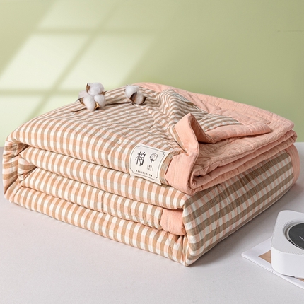91家纺网 家纺一手货源 找家纺 爱屋及屋  2025新款无印风被子被芯夏凉被空调被 粉小格