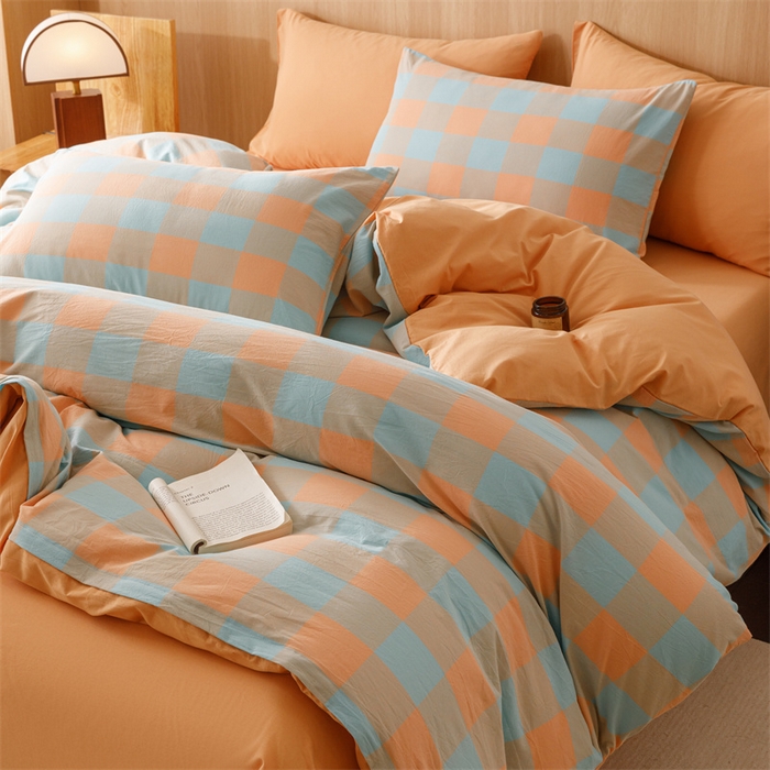 91家纺网 家纺一手货源 找家纺 趣色家纺 2025新款全棉色织水洗棉四件套 梵芙桔