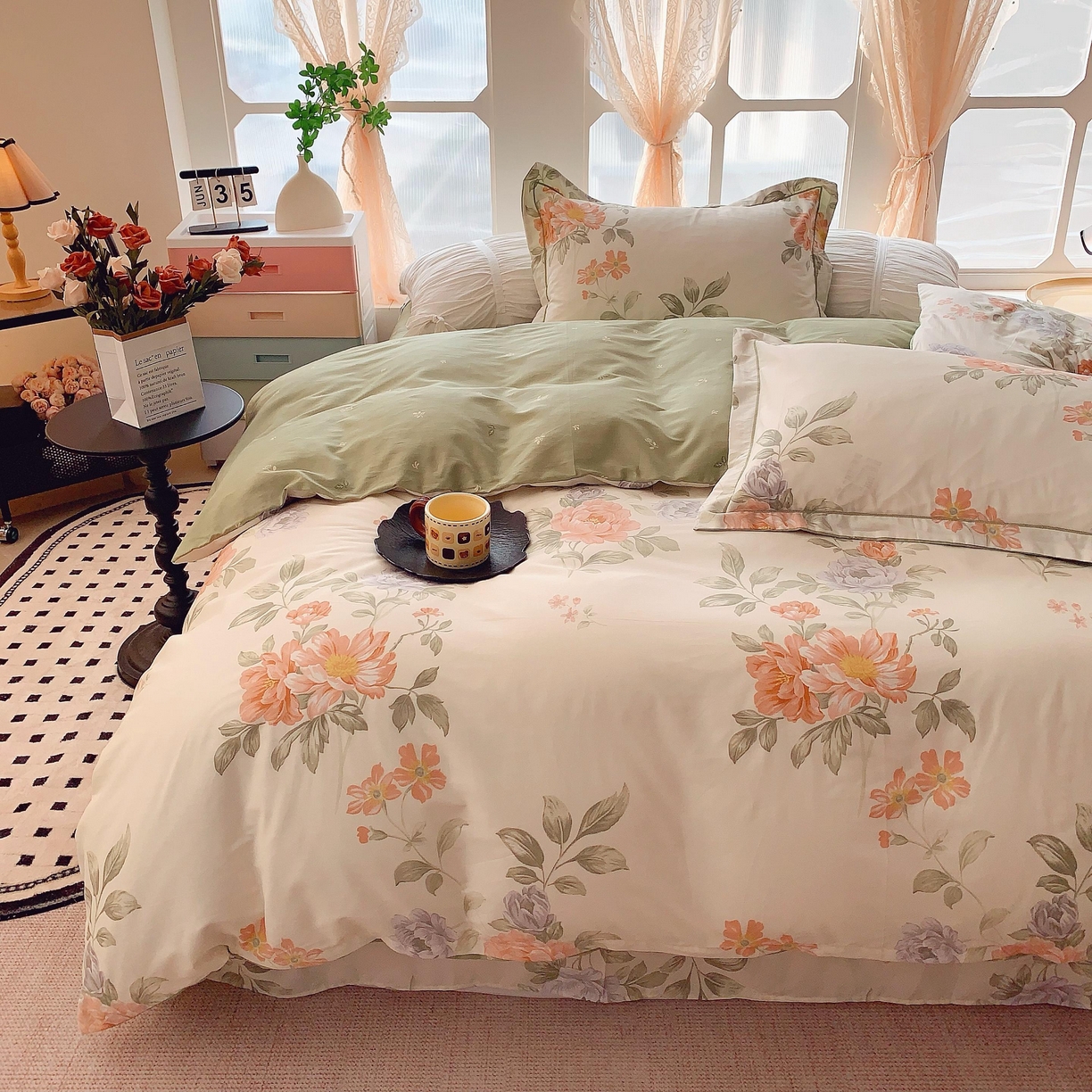 91家纺网 家纺一手货源 找家纺 奈萝家纺 2025新款亲肤小清新全棉四件套 漫日之夏