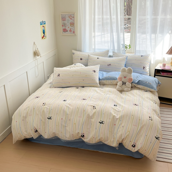 91家纺网 家纺一手货源 找家纺 吉象家纺 2025新款高支密全棉印花四件套12868跑量款 懒萌潘达