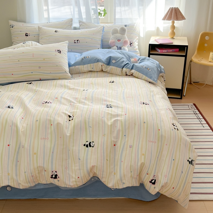 91家纺网 家纺一手货源 找家纺 吉象家纺 2025新款高支密全棉印花四件套12868跑量款 懒萌潘达