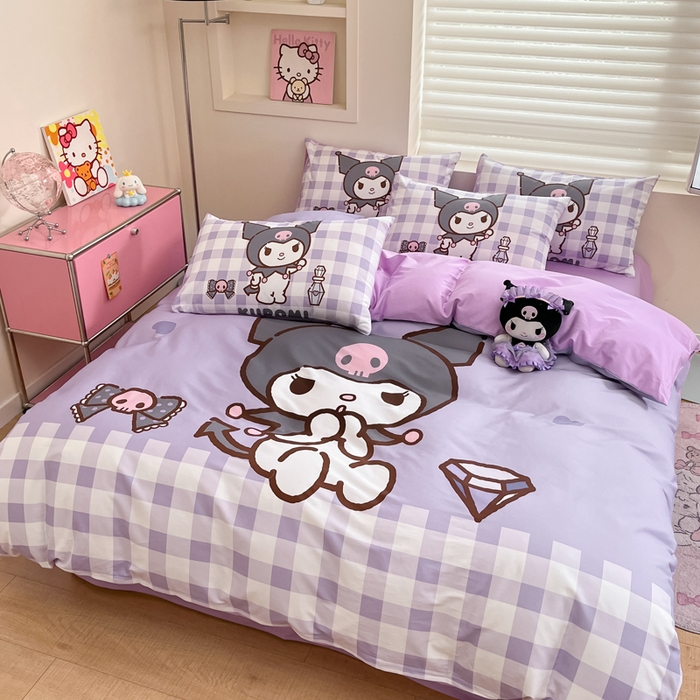 91家纺网 家纺一手货源 找家纺 金爱家 2025新款纯棉数码印花大阪三丽鸥四件套 洛米钻石