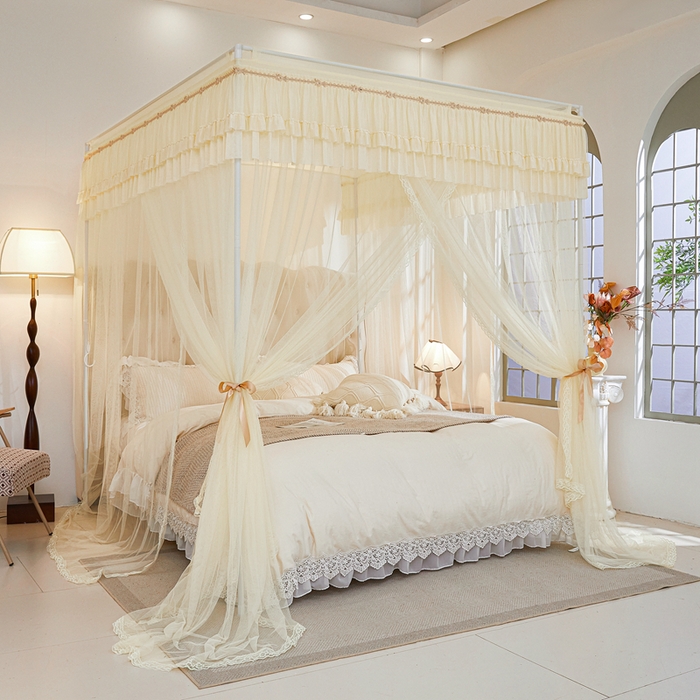 91家纺网 家纺一手货源 找家纺 梦尔佳 2025新款落地款蚊帐-赏心悦目系列860型号 米黄